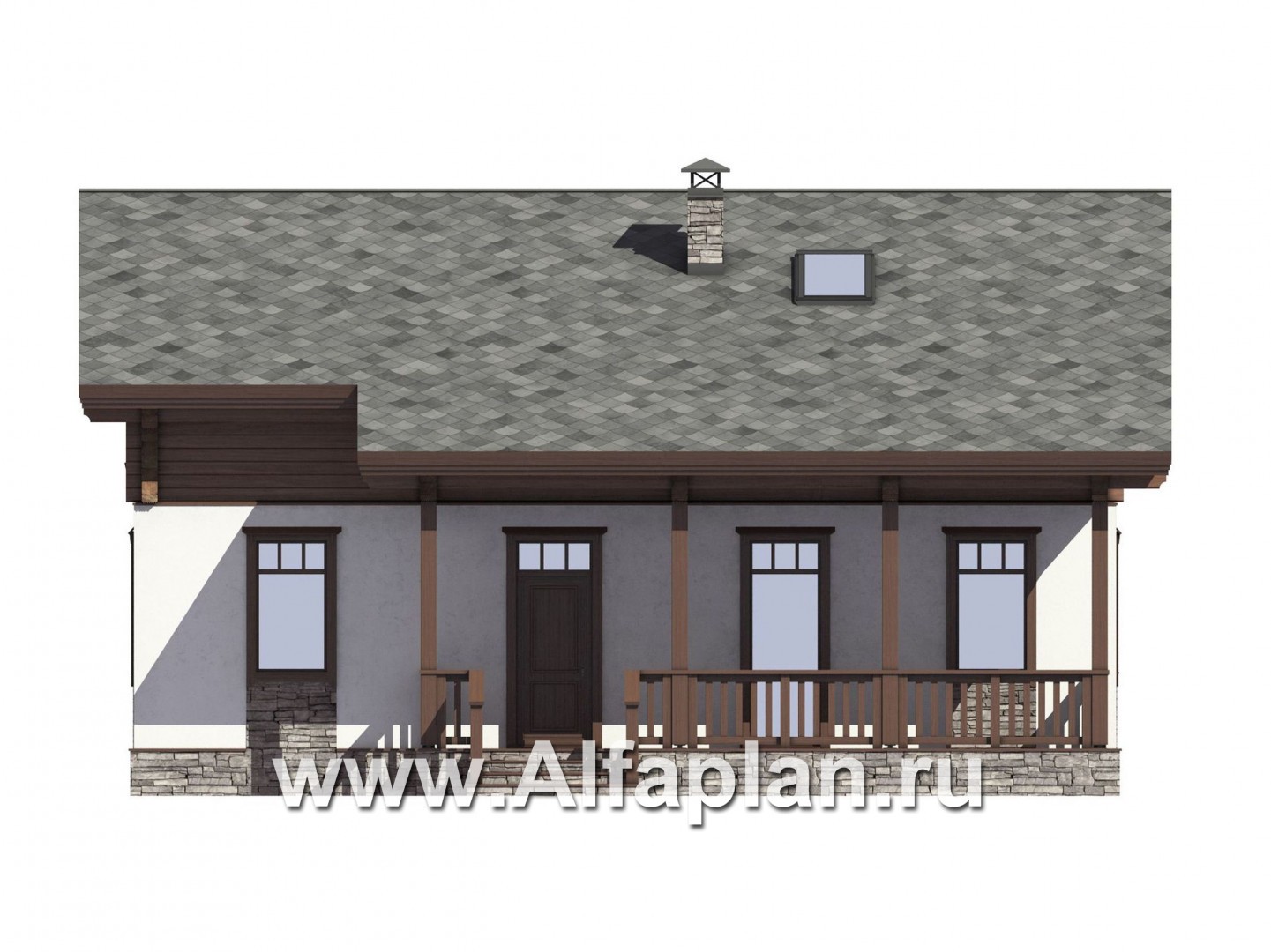Проекты домов Альфаплан - Проект мансардного дома из комбинированных материалов - изображение фасада №3