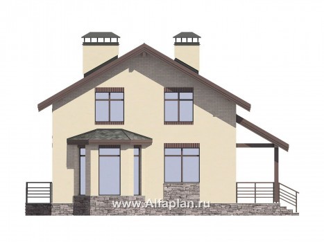 Проекты домов Альфаплан - Проект небольшого дома для большой семьи(6 спален) - превью фасада №1