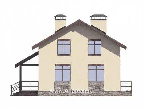 Проекты домов Альфаплан - Проект небольшого дома для большой семьи(6 спален) - превью фасада №2