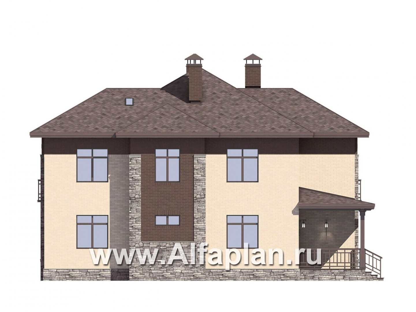 Проекты домов Альфаплан - Проект двухэтажного коттеджа c удобной планировкой - изображение фасада №3