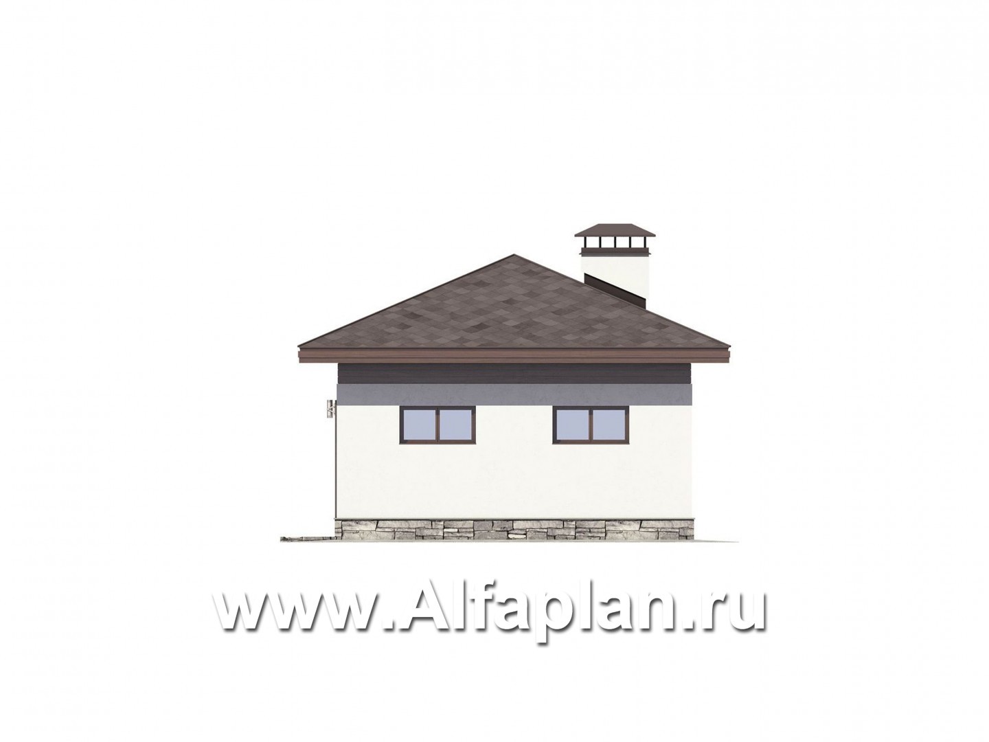Проекты домов Альфаплан - Хозблок с навесом для двух авто - изображение фасада №1