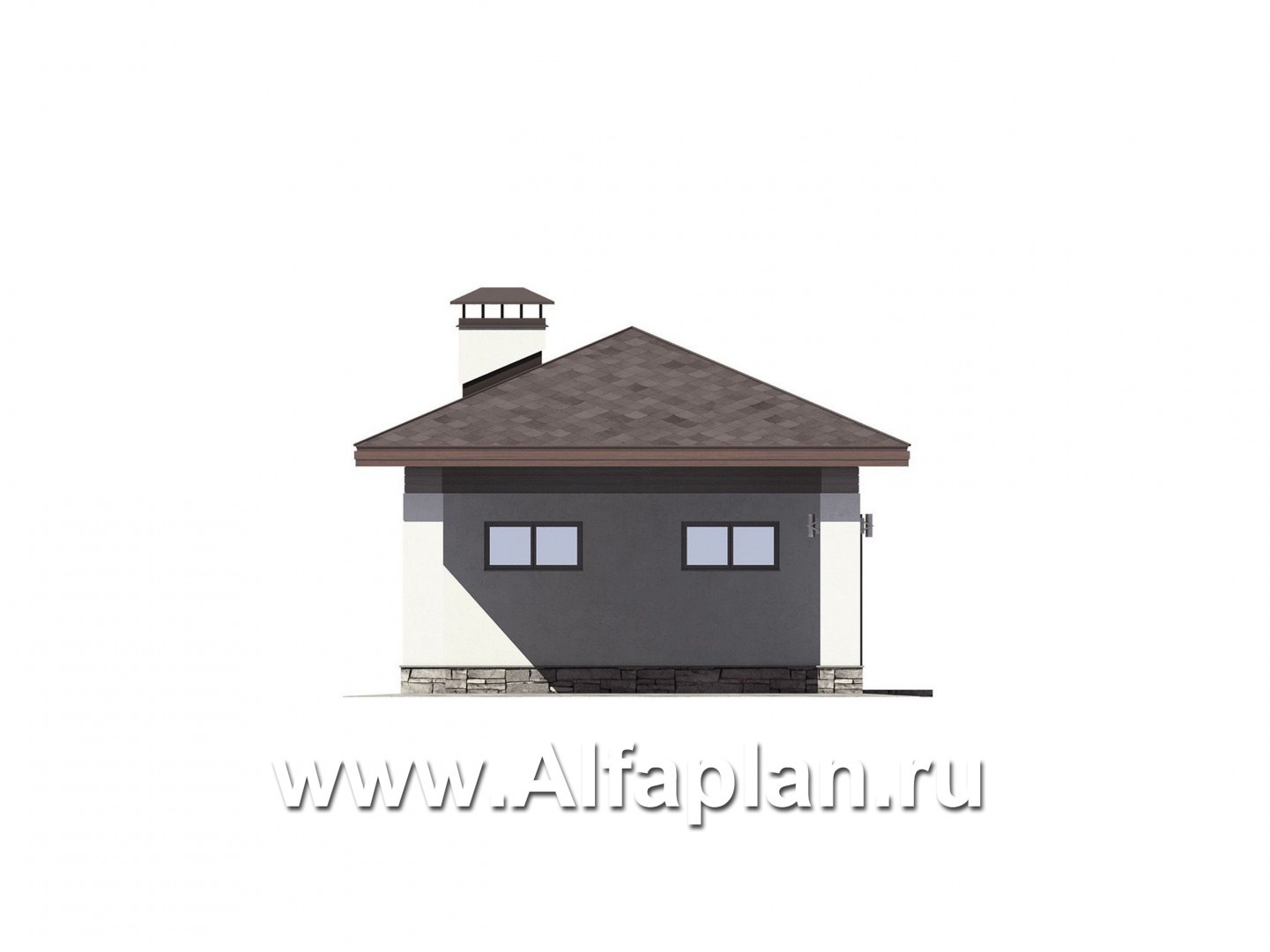 Проекты домов Альфаплан - Хозблок с навесом для двух авто - изображение фасада №3
