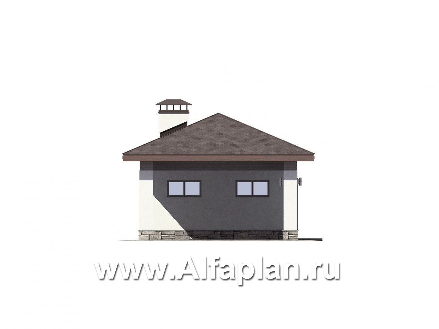 Проекты домов Альфаплан - Проект хозблока с навесом на 2 авто - изображение фасада №3