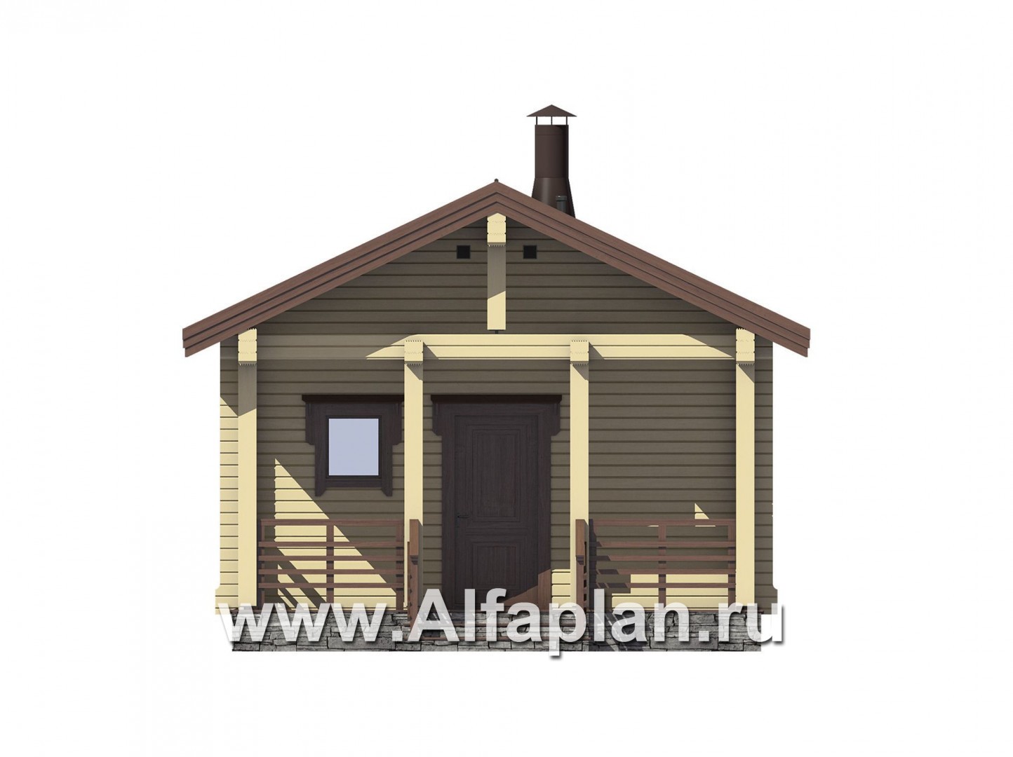 Проекты домов Альфаплан - Небольшая баня из бруса - изображение фасада №1