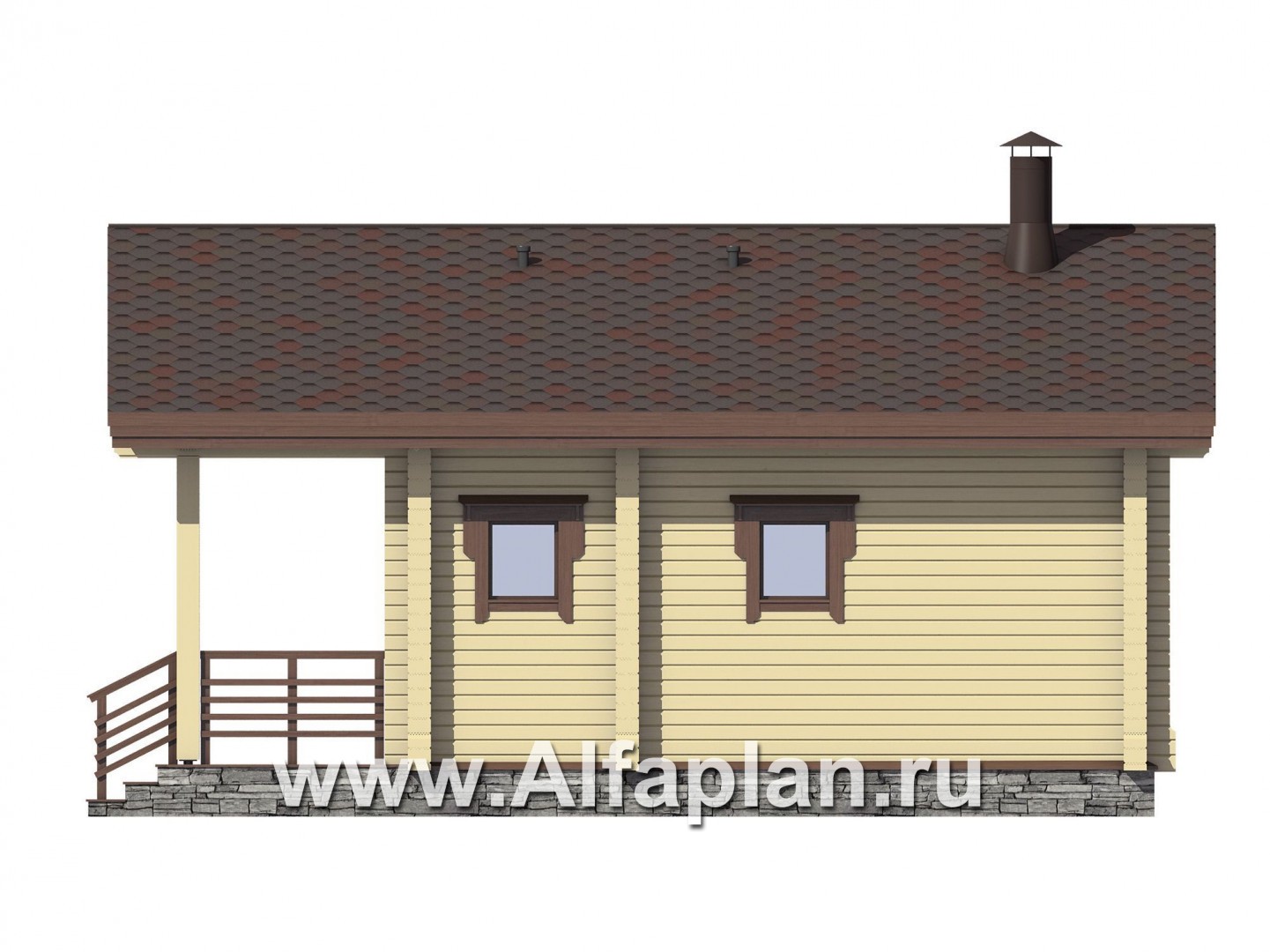 Проекты домов Альфаплан - Небольшая баня из бруса - изображение фасада №2