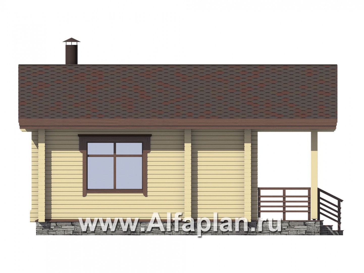 Проекты домов Альфаплан - Небольшая баня из бруса - изображение фасада №4
