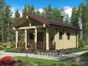 Превью проекта «Проект одноэтажной бани из бруса, с террасой»