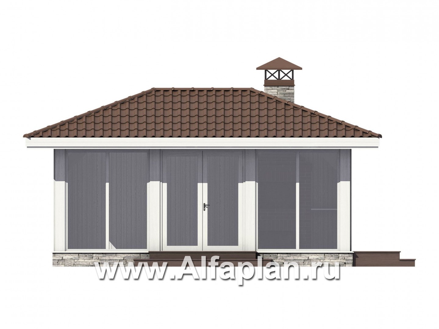 Проекты домов Альфаплан - Элегантная беседка с угловым остеклением - изображение фасада №1