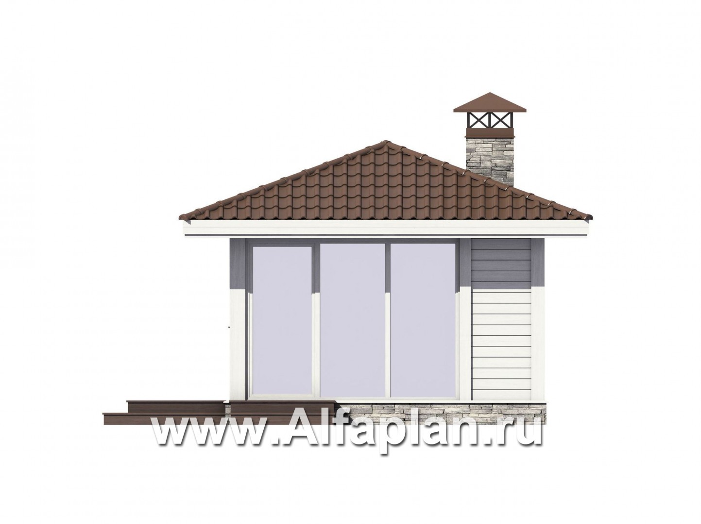 Проекты домов Альфаплан - Элегантная беседка с угловым остеклением - изображение фасада №2