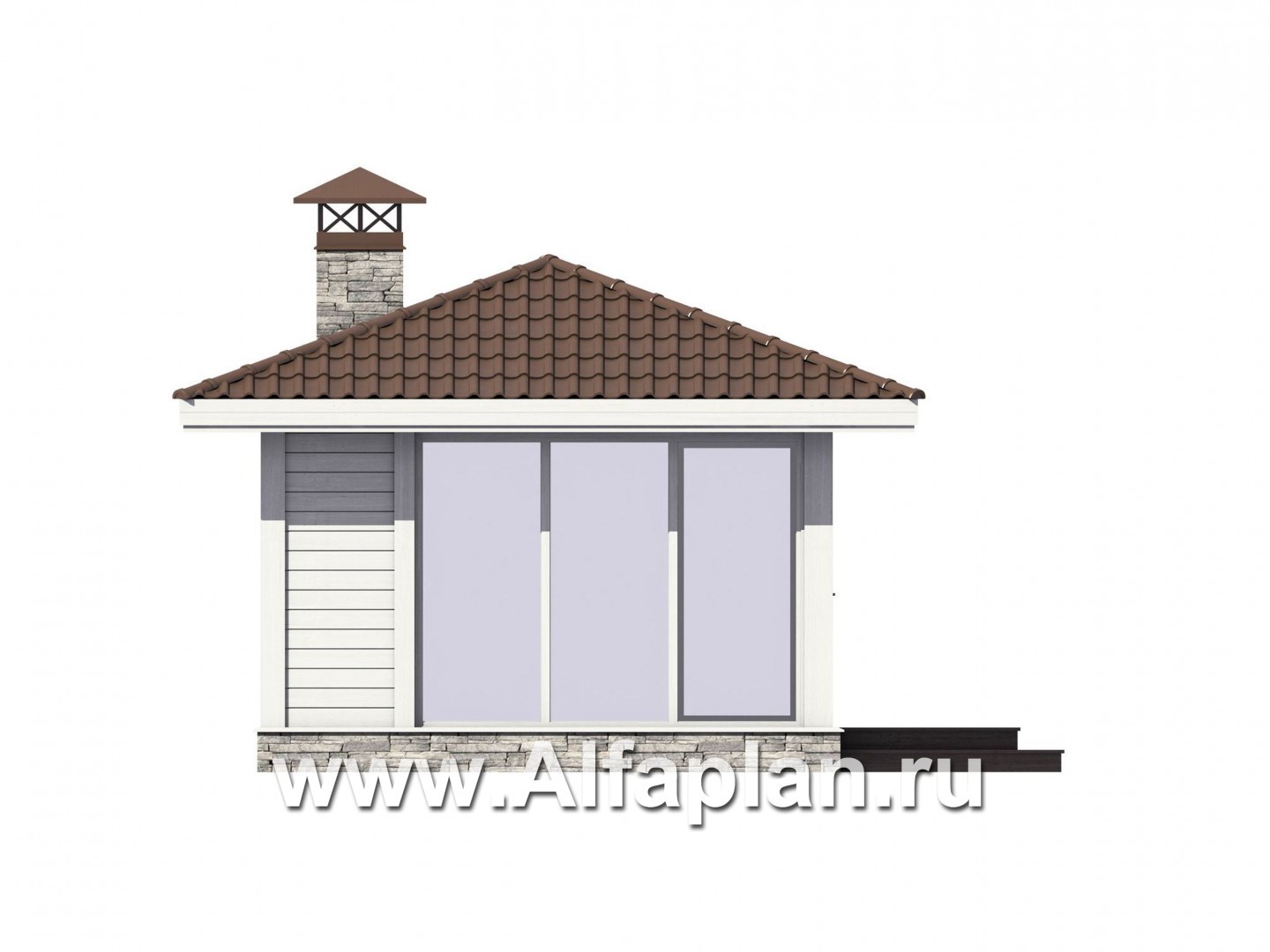 Проекты домов Альфаплан - Элегантная беседка с угловым остеклением - изображение фасада №4