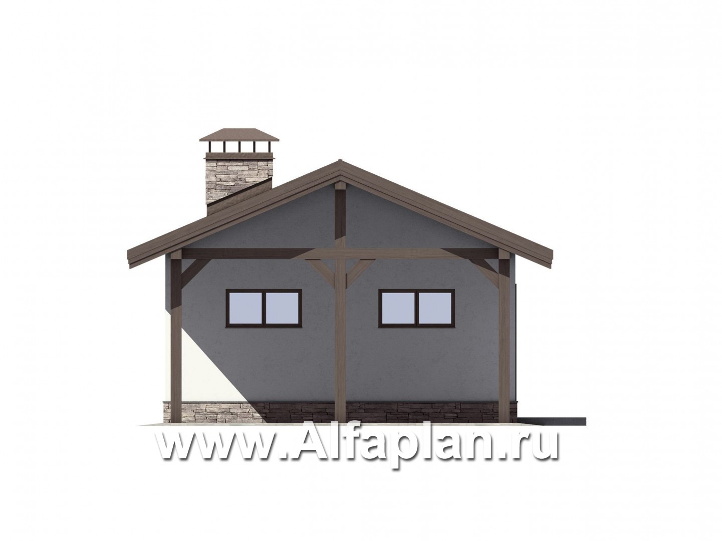 Проекты домов Альфаплан - Хозблок с навесом для машины - изображение фасада №3