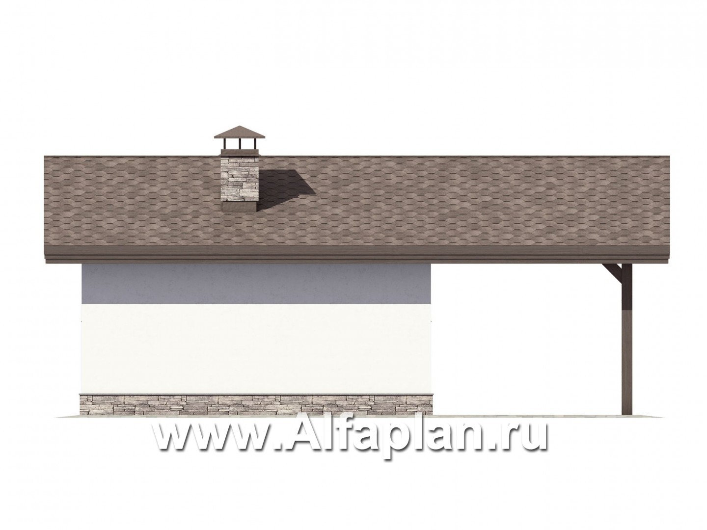 Проекты домов Альфаплан - Хозблок с навесом для машины - изображение фасада №4