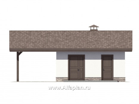 Проекты домов Альфаплан - Хозблок с навесом для машины - превью фасада №1