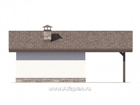 Проекты домов Альфаплан - Хозблок с навесом для машины - превью фасада №4