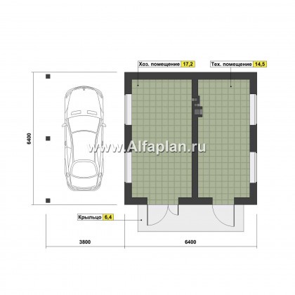 Проекты домов Альфаплан - Хозблок с навесом для машины - превью плана проекта №1
