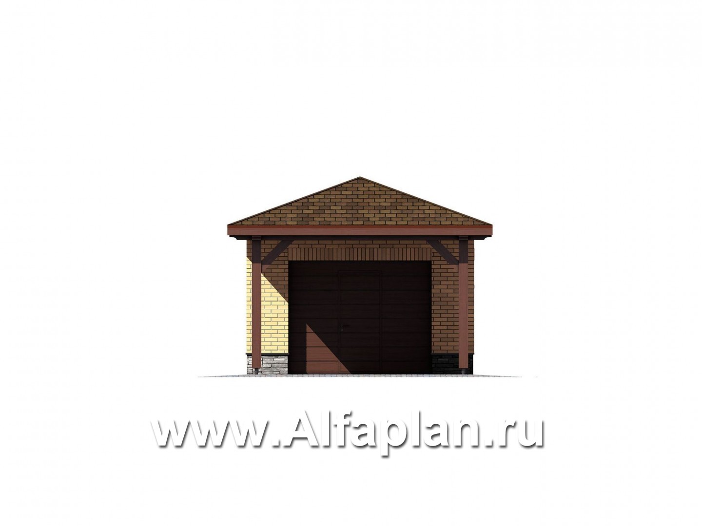 Проекты домов Альфаплан - Навес для автомобиля с хоз. кладовой - изображение фасада №1