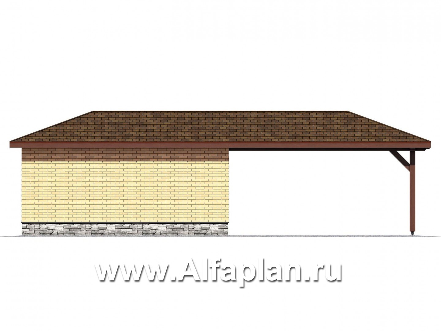 Проекты домов Альфаплан - Навес для автомобиля с хоз. кладовой - изображение фасада №2