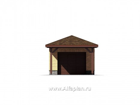 Проекты домов Альфаплан - Навес для автомобиля с хоз. кладовой - превью фасада №1