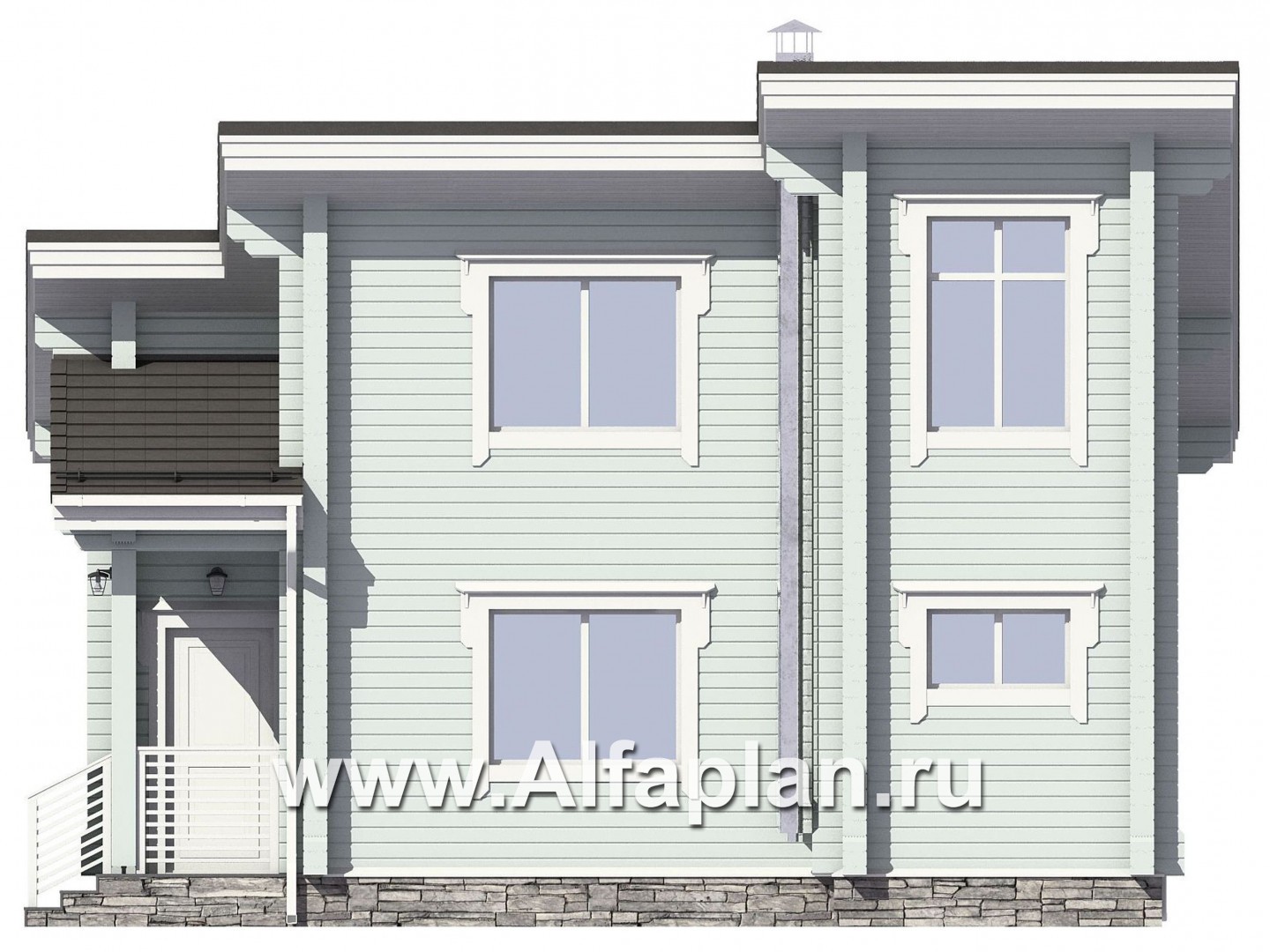 Проекты домов Альфаплан - Гостевой дом с односкатной кровлей - изображение фасада №1