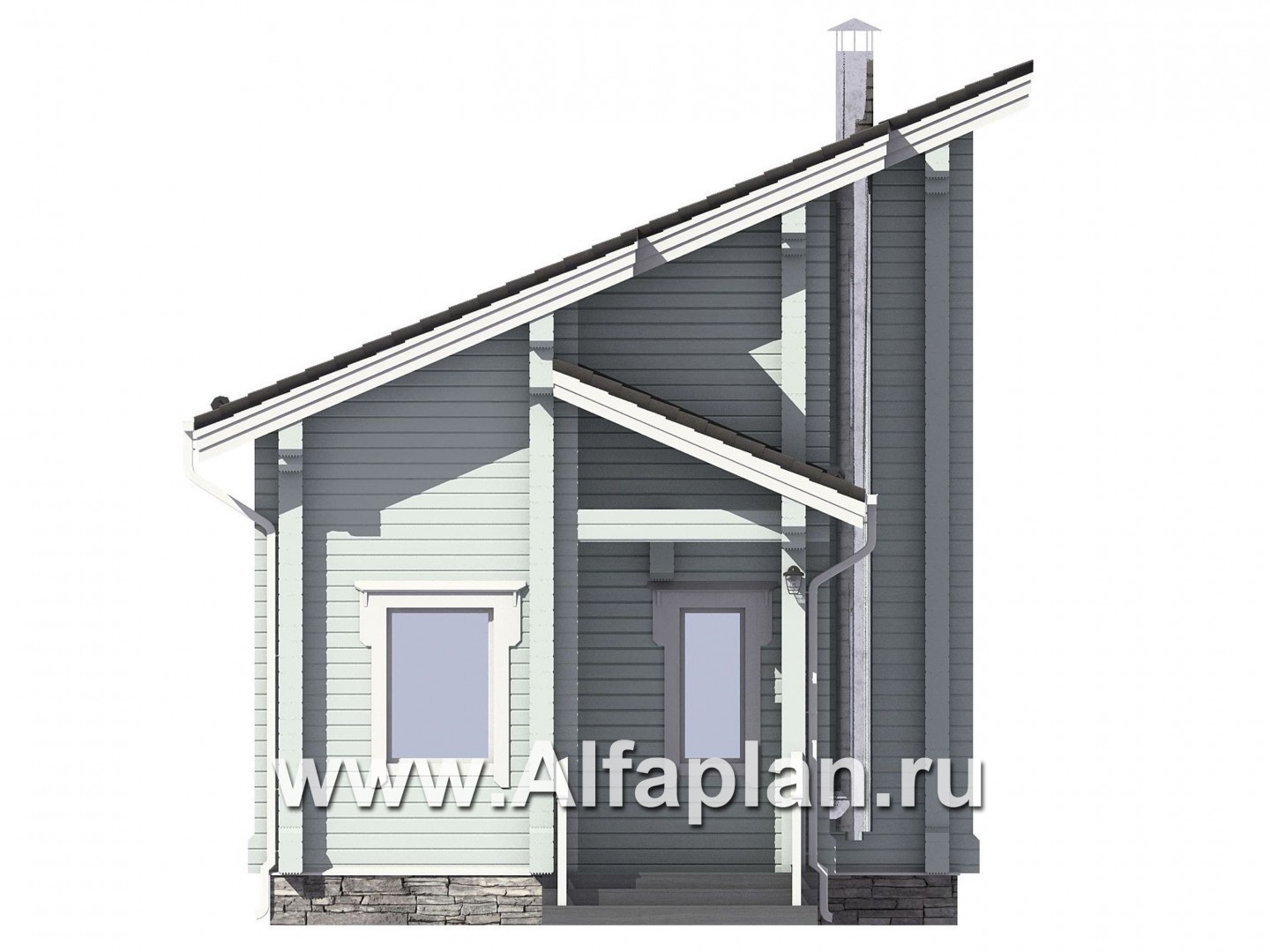 Проекты домов Альфаплан - Гостевой дом с односкатной кровлей - изображение фасада №2