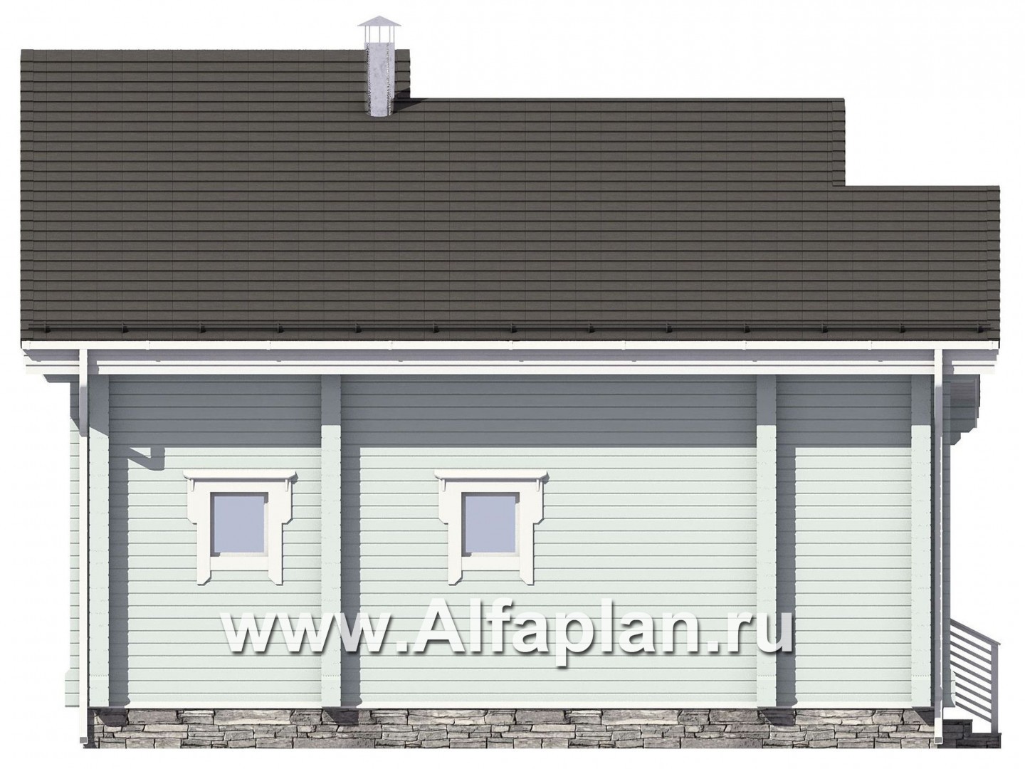 Проекты домов Альфаплан - Гостевой дом с односкатной кровлей - изображение фасада №3