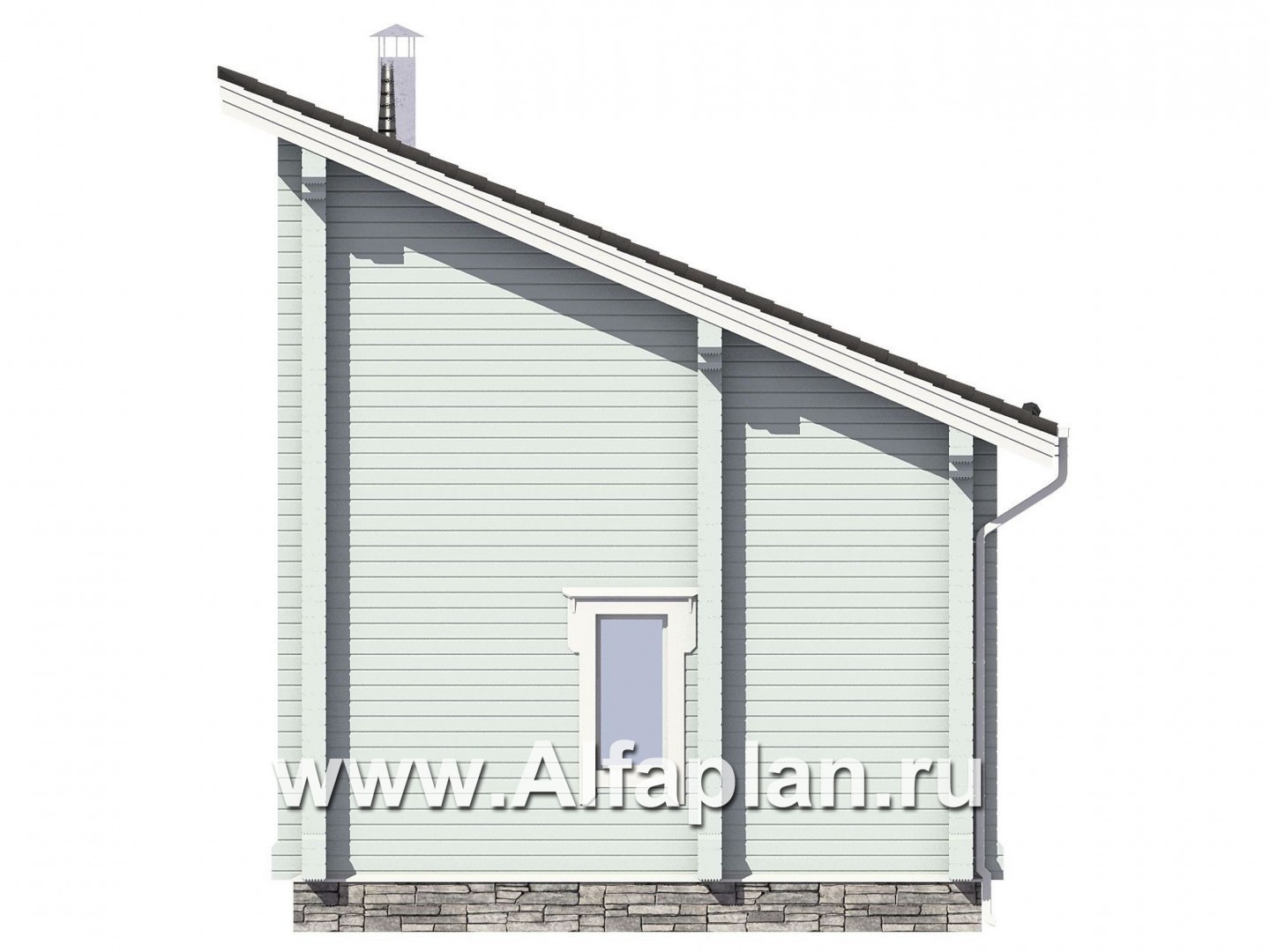 Проекты домов Альфаплан - Гостевой дом с односкатной кровлей - изображение фасада №4
