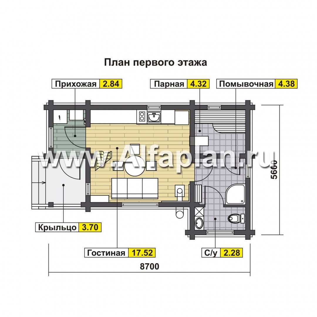 Проекты домов Альфаплан - Гостевой дом с односкатной кровлей - изображение плана проекта №3