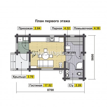 Проекты домов Альфаплан - Гостевой дом с односкатной кровлей - превью плана проекта №3