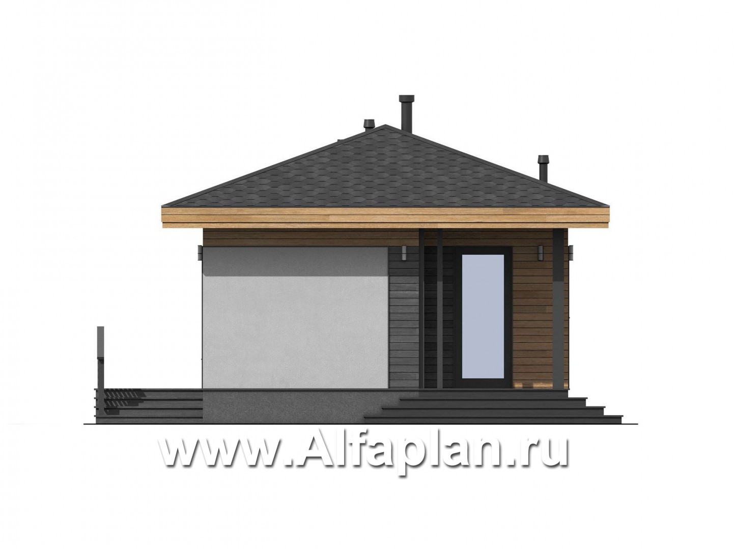 Проекты домов Альфаплан - Небольшой функциональный домик - изображение фасада №2