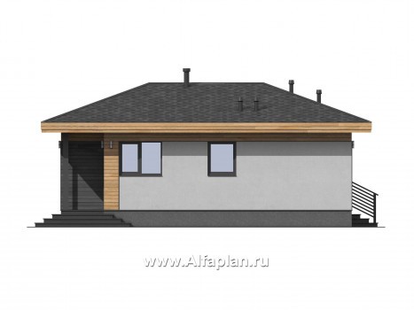 Проект одноэтажного дома, с террасой, одна спальня. Гостевой дом, дача - превью фасада дома