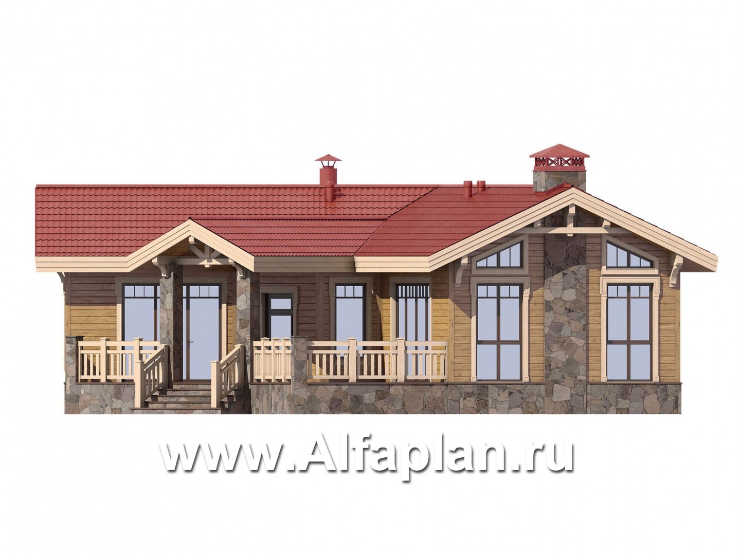 Проекты домов Альфаплан - Угловая одноэтажная баня - изображение фасада №1