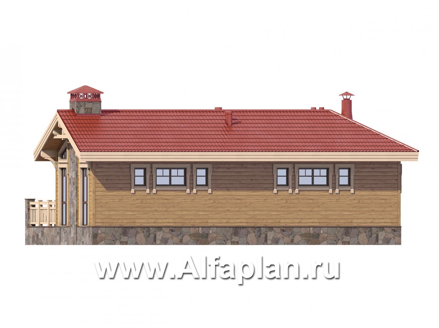 Проекты домов Альфаплан - Угловая одноэтажная баня - изображение фасада №3