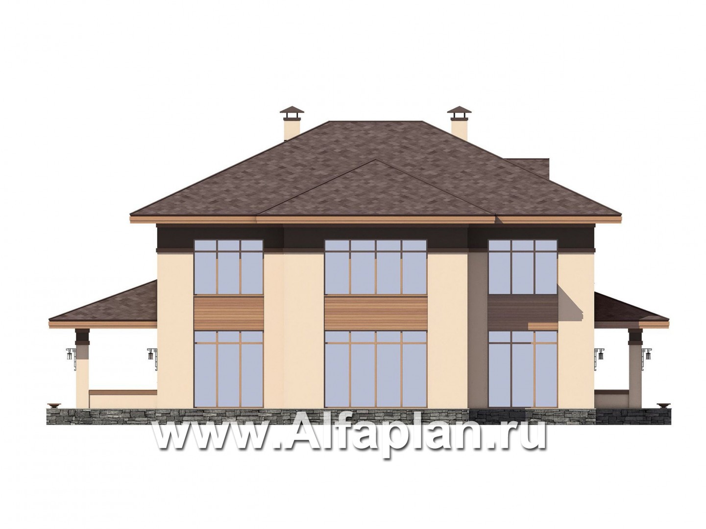 Проекты домов Альфаплан - Элегантный коттедж с панорамными окнами - изображение фасада №1