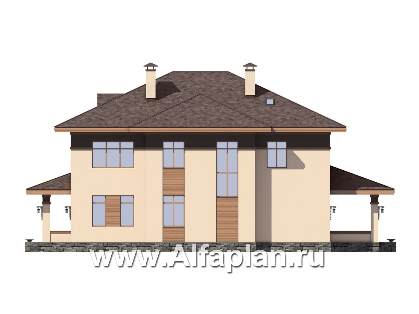 Проекты домов Альфаплан - Элегантный коттедж с панорамными окнами - изображение фасада №2