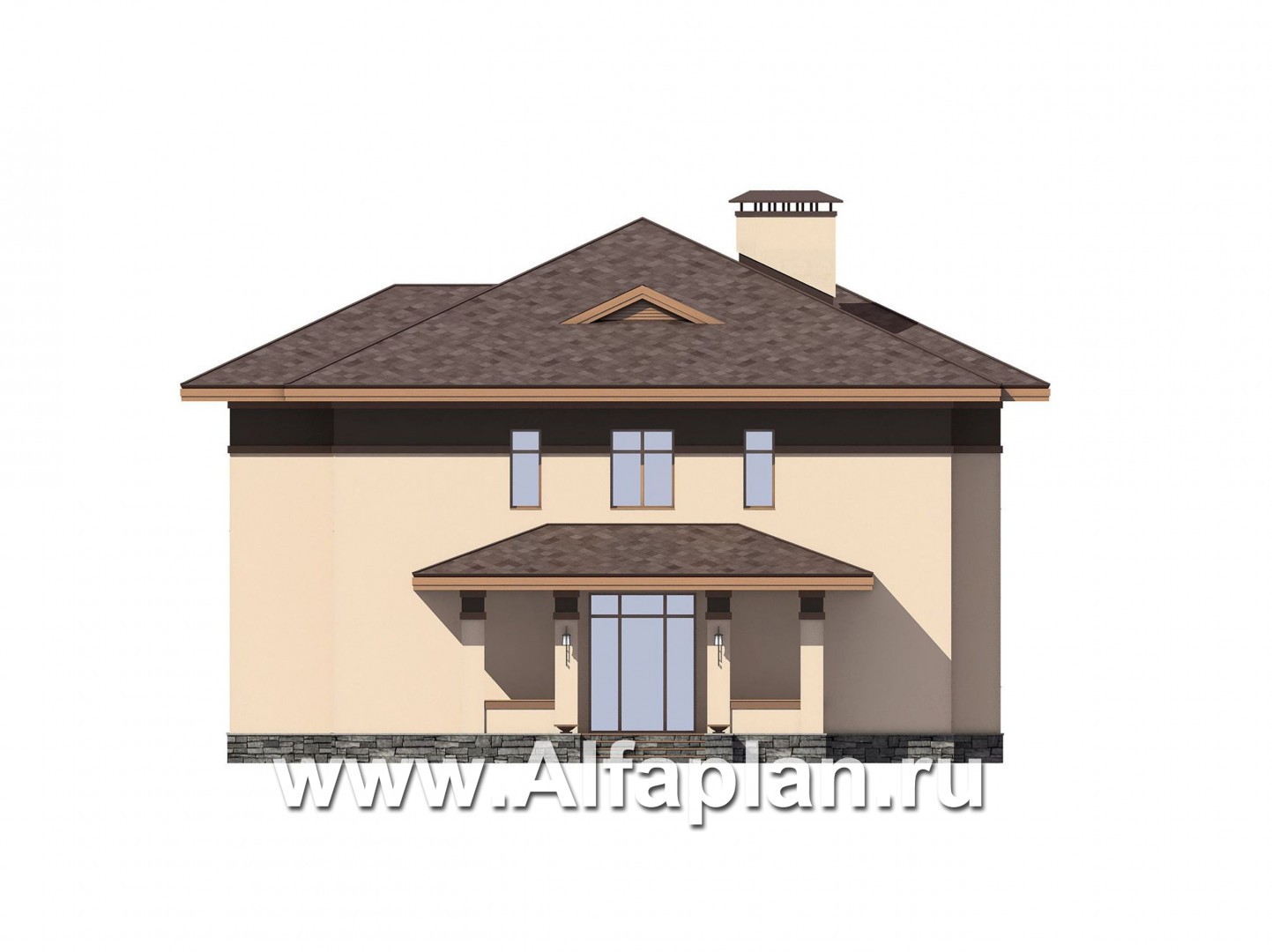 Проекты домов Альфаплан - Элегантный коттедж с панорамными окнами - изображение фасада №4