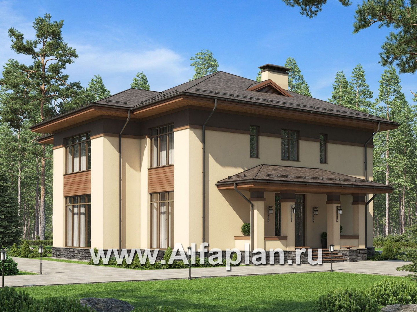 Проекты домов Альфаплан - Элегантный коттедж с панорамными окнами - дополнительное изображение №1