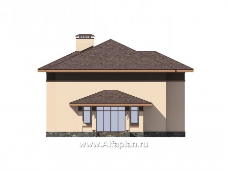 Проекты домов Альфаплан - Элегантный коттедж с панорамными окнами - превью фасада №3