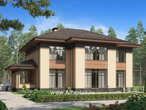 Проекты домов Альфаплан - Элегантный коттедж с панорамными окнами - превью основного изображения