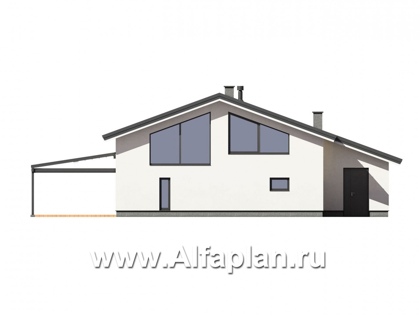 Проекты домов Альфаплан - Уютная баня с двусветной гостиной - изображение фасада №1
