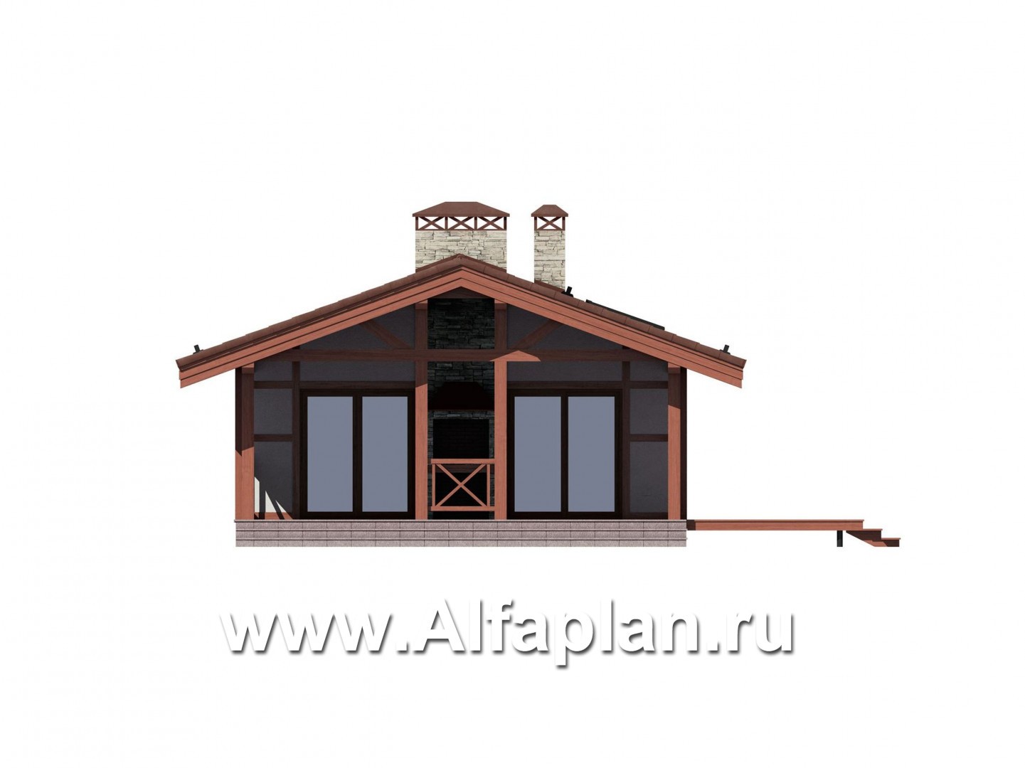 Проекты домов Альфаплан - Баня с большой теоррасой - изображение фасада №1