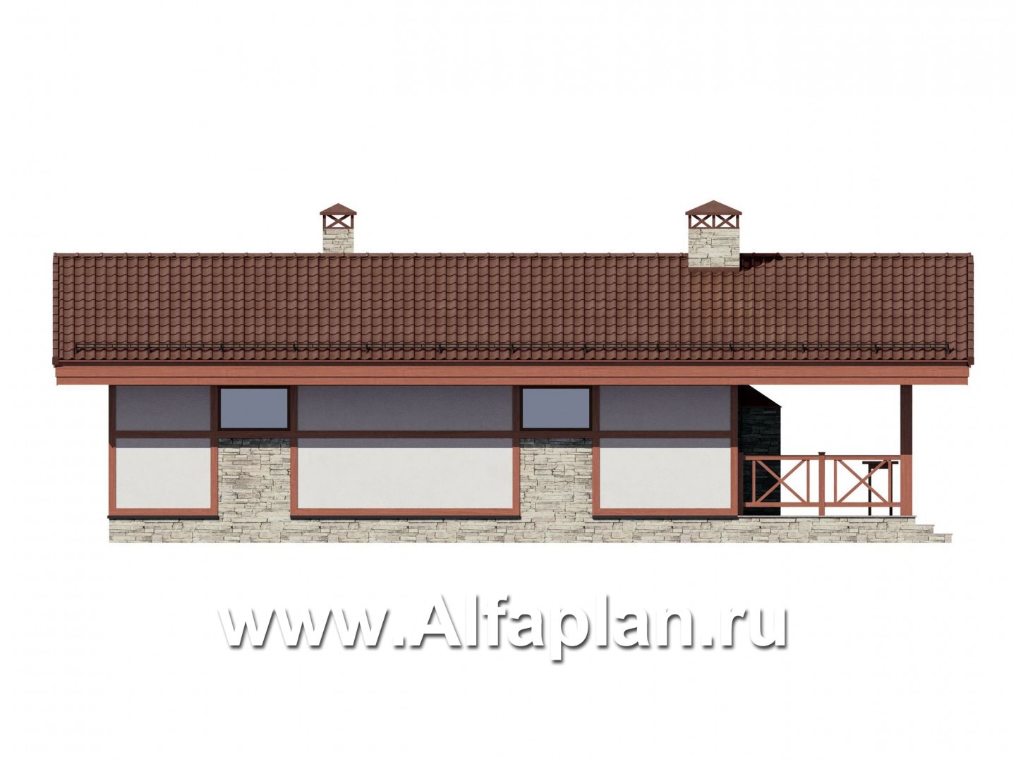 Проекты домов Альфаплан - Баня с большой теоррасой - изображение фасада №2
