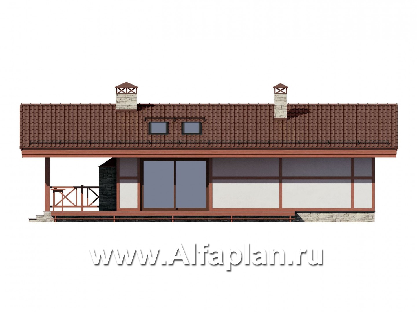 Проекты домов Альфаплан - Баня с большой теоррасой - изображение фасада №3