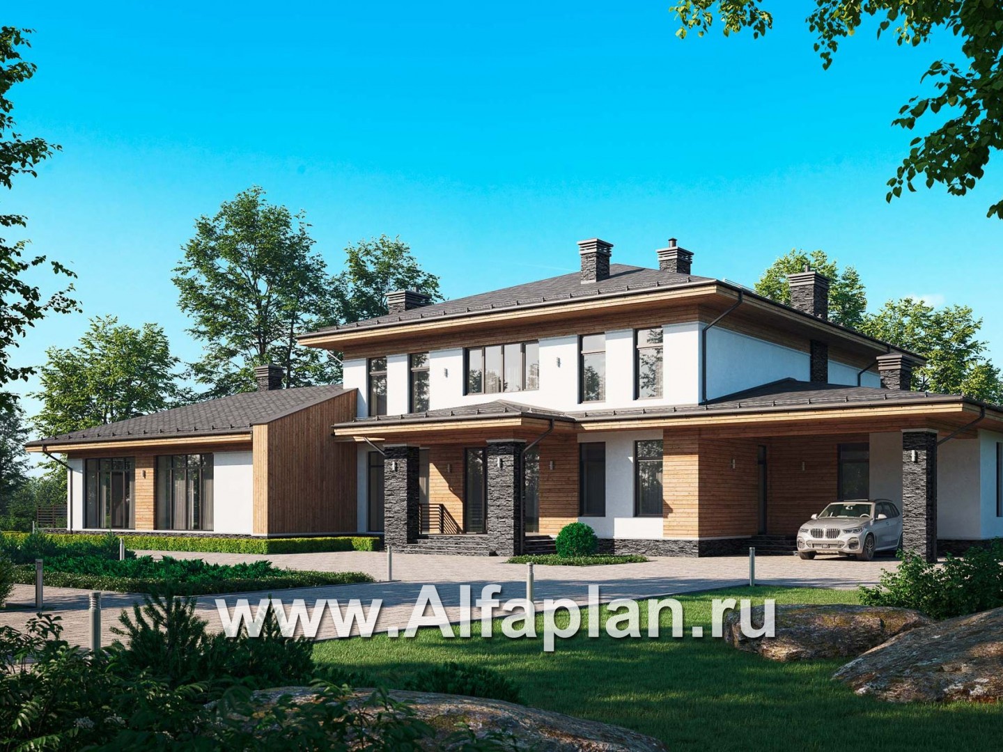 Проекты домов Альфаплан - Большой дом с двумя гостиными - основное изображение