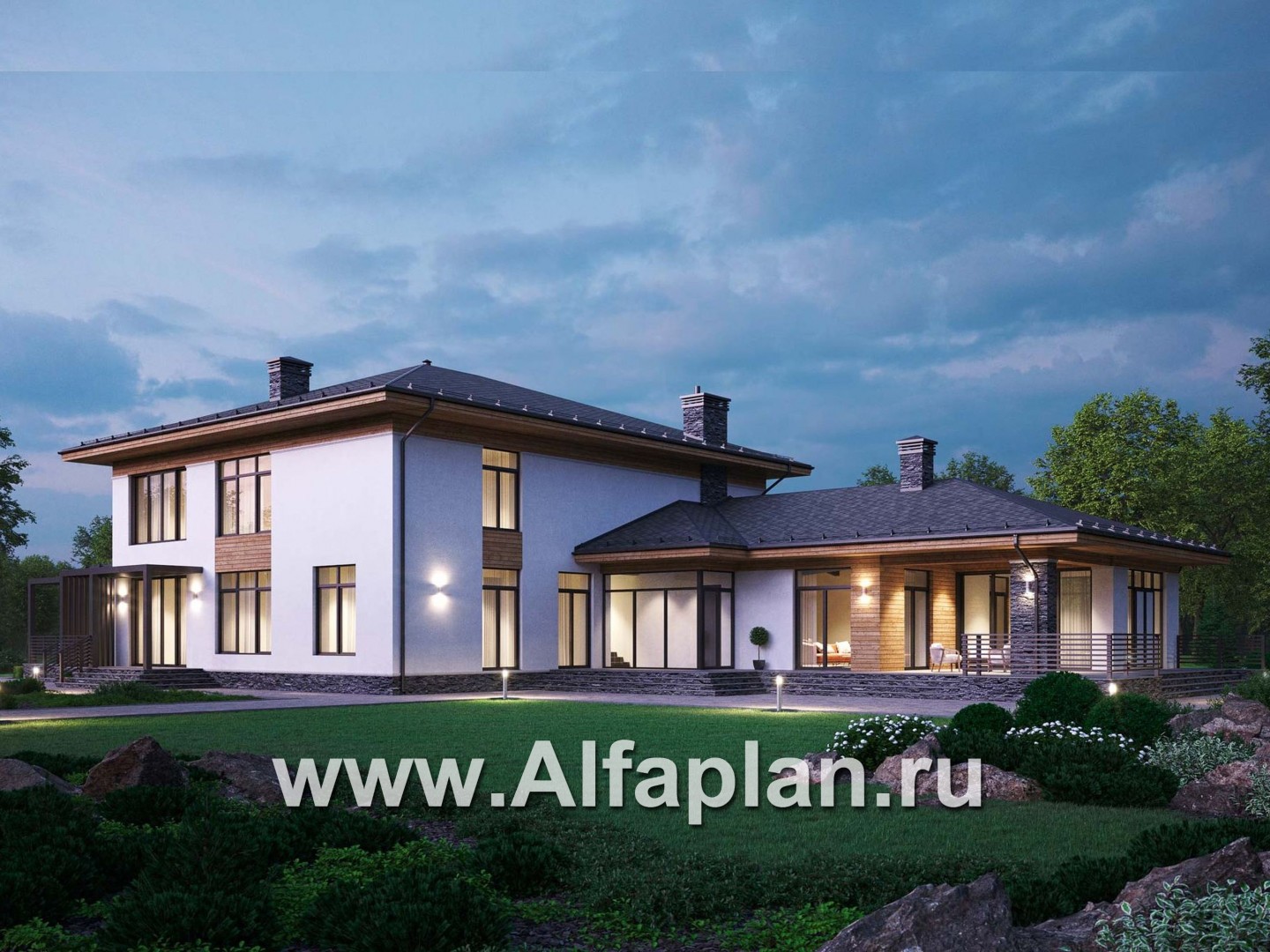 Проекты домов Альфаплан - Большой дом с двумя гостиными - дополнительное изображение №3