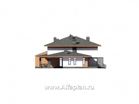 Проекты домов Альфаплан - Большой дом с двумя гостиными - превью фасада №3