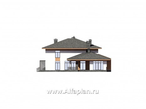 Проекты домов Альфаплан - Большой дом с двумя гостиными - превью фасада №4