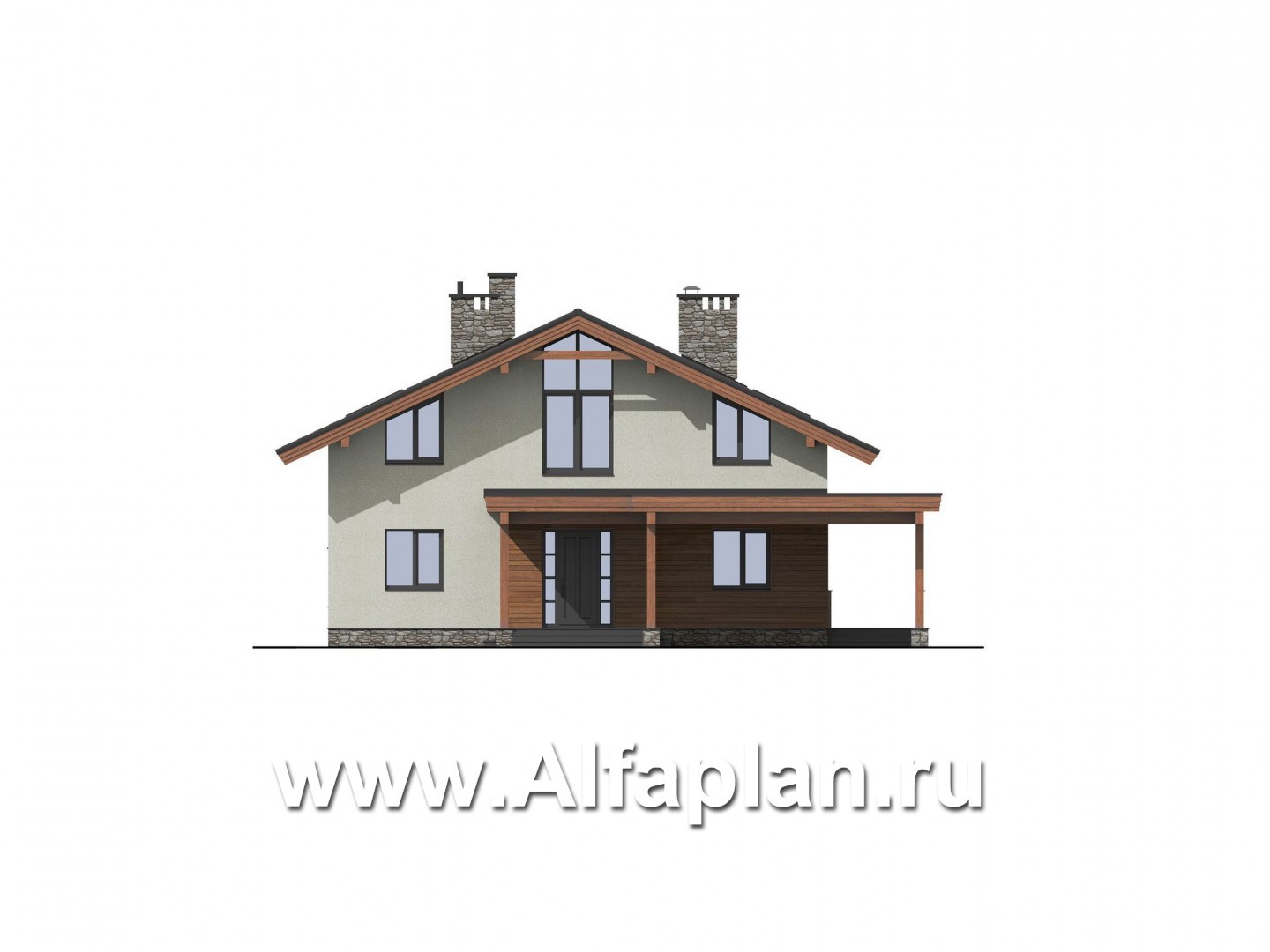 Проекты домов Альфаплан - Коттедж для неровного участка - изображение фасада №1