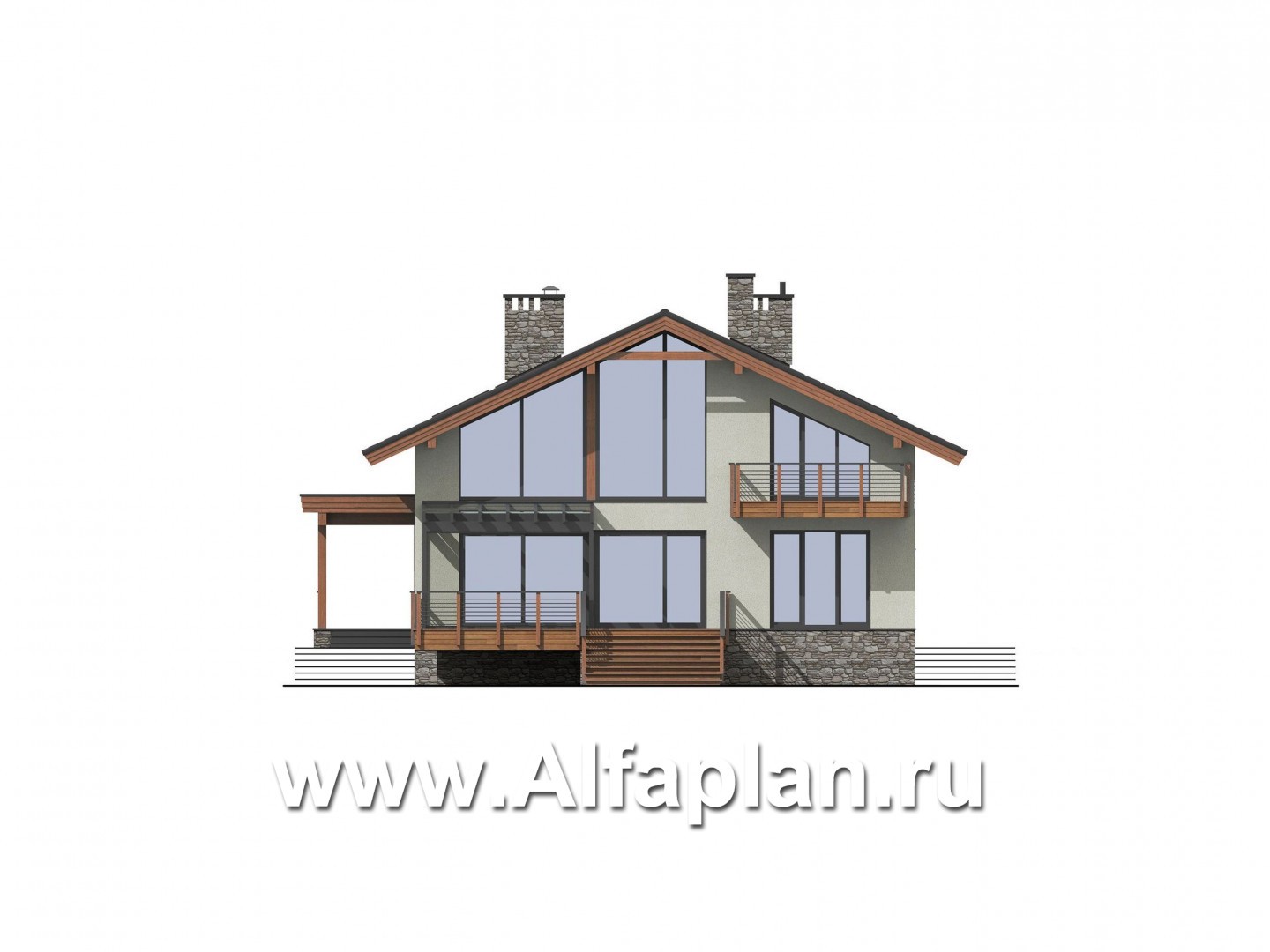 Проекты домов Альфаплан - Коттедж для неровного участка - изображение фасада №3