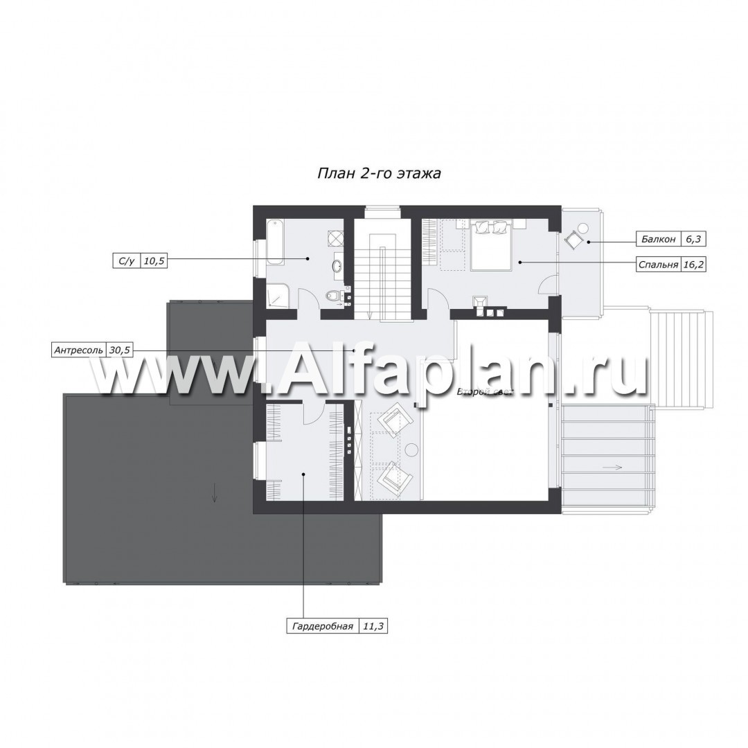 Проекты домов Альфаплан - Коттедж для неровного участка - план проекта №2