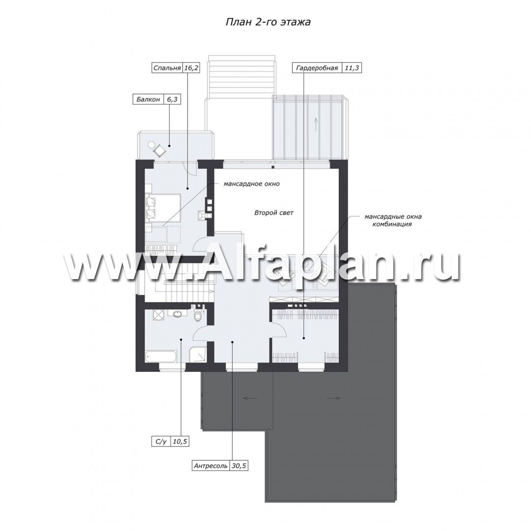 Проекты домов Альфаплан - Коттедж для неровного участка - изображение плана проекта №4